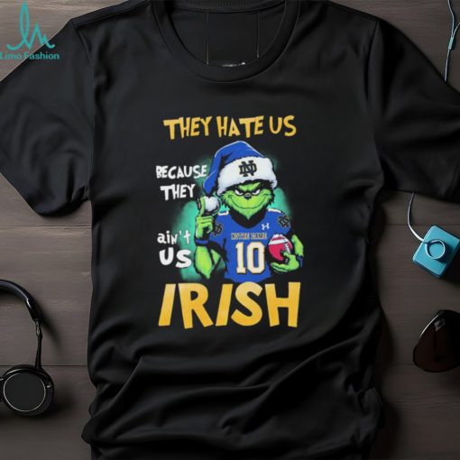 Official Santa Grinch They Hate Us Because They Ain’t Us Notre Dame Fighting Irish Christmas Shirt