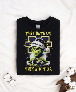 Official Santa Grinch They Hate Us Michigan Wolverines Because They Ain’t Us Love Helmet Christmas T Shirt