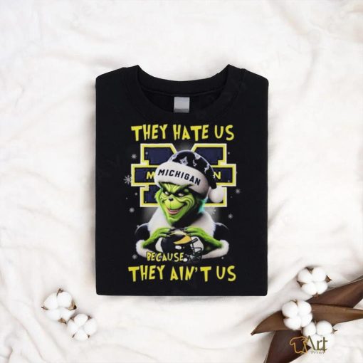 Official Santa Grinch They Hate Us Michigan Wolverines Because They Ain’t Us Love Helmet Christmas T Shirt