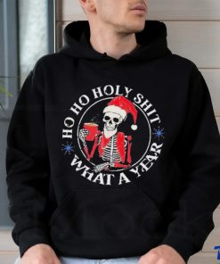 Official Santa Skeleton Ho Ho Holy Shit What A Year 2023 Merry Christmas Unisex T Shirt