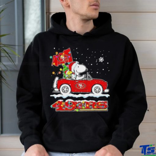 Official Snoopy and Woodstock driving car San Francisco 49ers Christmas shirt