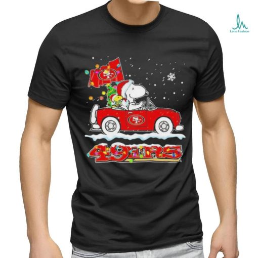 Official Snoopy and Woodstock driving car San Francisco 49ers Christmas shirt