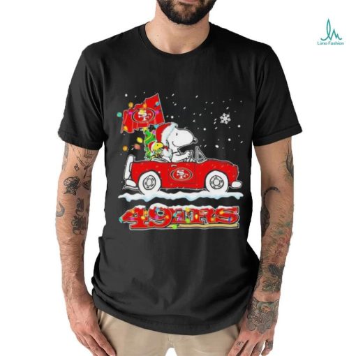 Official Snoopy and Woodstock driving car San Francisco 49ers Christmas shirt