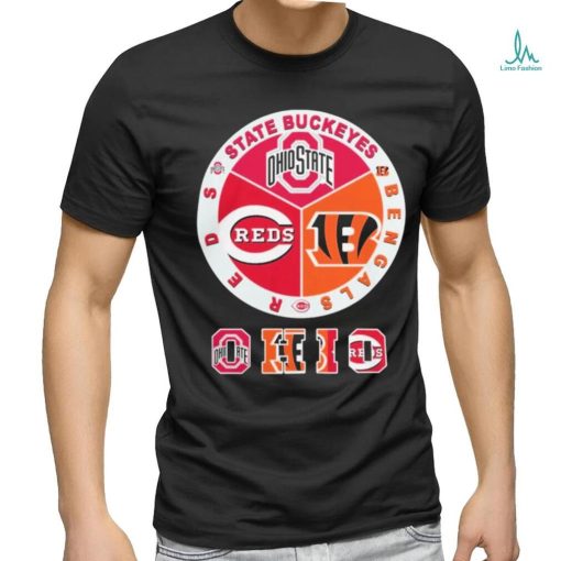 Official State Buckeyes, Bengals And Reds Ohio Sports Teams Logo Shirt