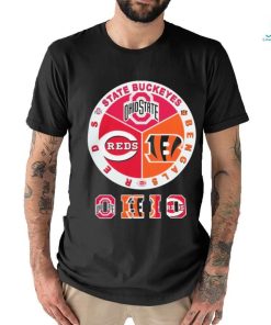 Official State Buckeyes, Bengals And Reds Ohio Sports Teams Logo Shirt