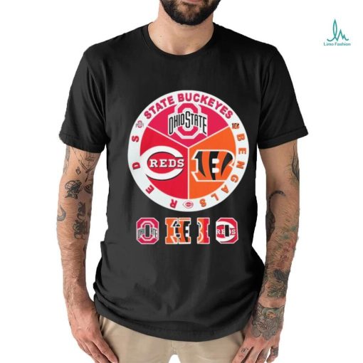 Official State Buckeyes, Bengals And Reds Ohio Sports Teams Logo Shirt