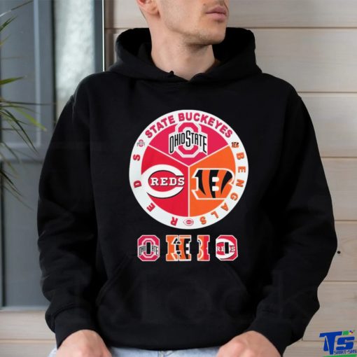 Official State Buckeyes, Bengals And Reds Ohio Sports Teams Logo Shirt