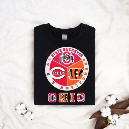 Official State Buckeyes, Bengals And Reds Ohio Sports Teams Logo Shirt