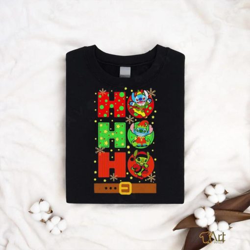 Official Stitch Elf Grinch Stitch Ho Ho Ho Christmas Tee Shirt