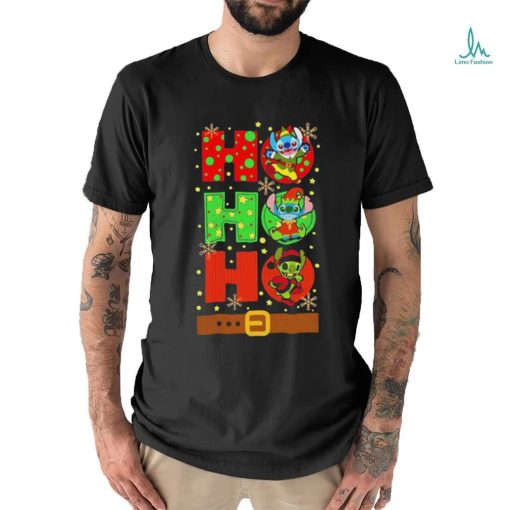 Official Stitch Elf Grinch Stitch Ho Ho Ho Christmas Tee Shirt