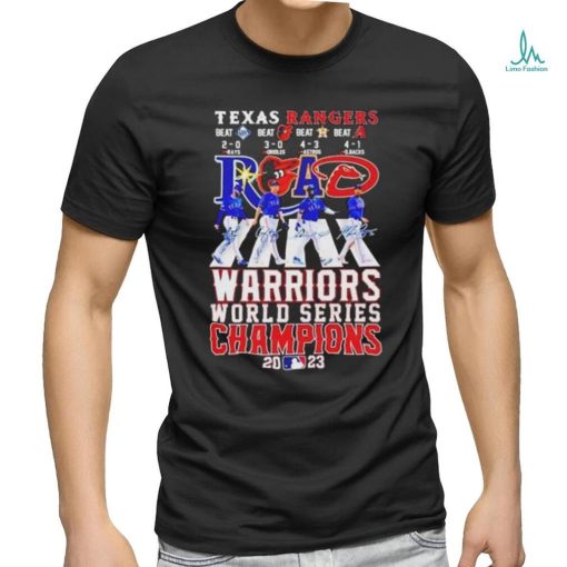 Official Texas Rangers Road Warriors World Series Champions 2023 Abbey Road Signatures Shirt