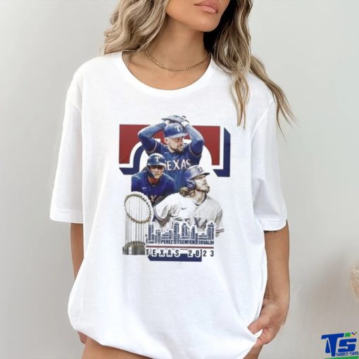 Official Texas Rangers Skyline 2023 World Series Capital One Shirt