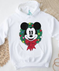 Official The Essentials Mickey Mouse Festive Holiday Christmas Wreath T Shirt