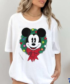 Official The Essentials Mickey Mouse Festive Holiday Christmas Wreath T Shirt