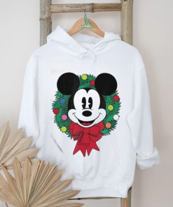 Official The Essentials Mickey Mouse Festive Holiday Christmas Wreath T Shirt