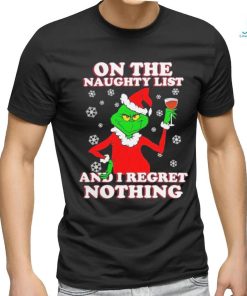 Official The Grinch Kansas City Chiefs On The Naughty List And I Regret Nothing Christmas 2023 T shirt