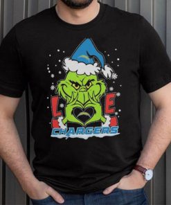 Official The Grinch Love Heart Los Angeles Chargers Football Christmas 2023 Shirt