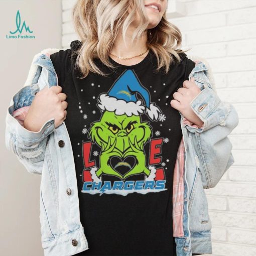 Official The Grinch Love Heart Los Angeles Chargers Football Christmas 2023 Shirt