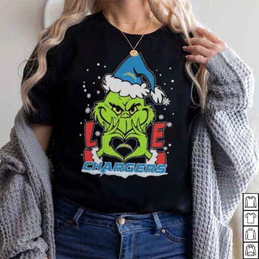 Official The Grinch Love Heart Los Angeles Chargers Football Christmas 2023 Shirt