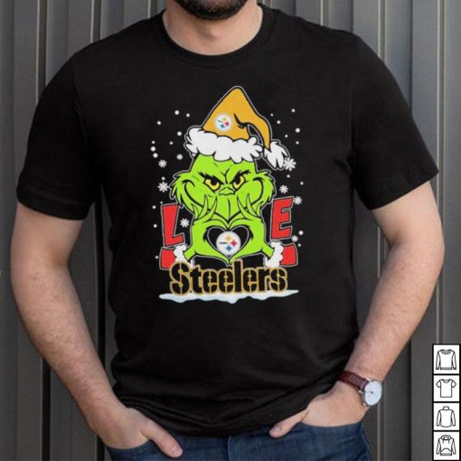 Official The Grinch Love Heart Pittsburgh Steelers Football Christmas 2023 shirt