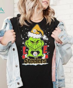 Official The Grinch Love Heart Pittsburgh Steelers Football Christmas 2023 shirt