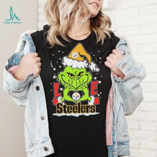 Official The Grinch Love Heart Pittsburgh Steelers Football Christmas 2023 shirt