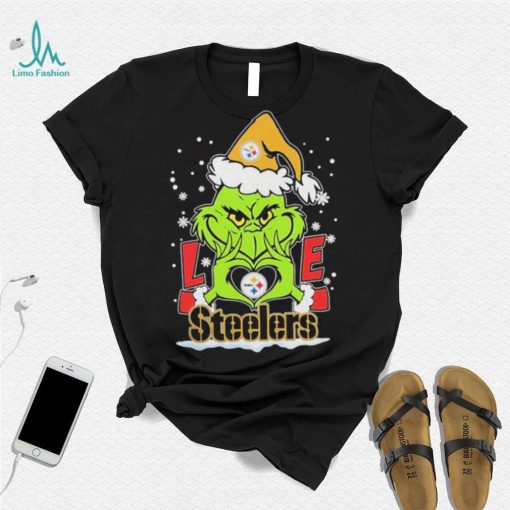 Official The Grinch Love Heart Pittsburgh Steelers Football Christmas 2023 shirt