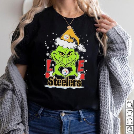 Official The Grinch Love Heart Pittsburgh Steelers Football Christmas 2023 shirt