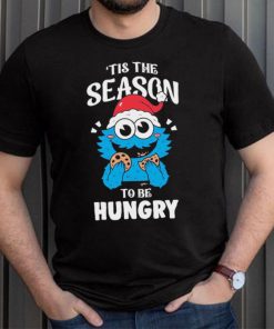 Official cookie monster hat santa tis the season to be hungry christmas shirt