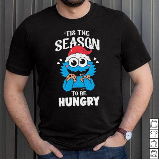 Official cookie monster hat santa tis the season to be hungry christmas shirt