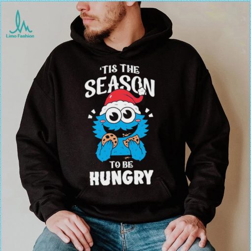 Official cookie monster hat santa tis the season to be hungry christmas shirt