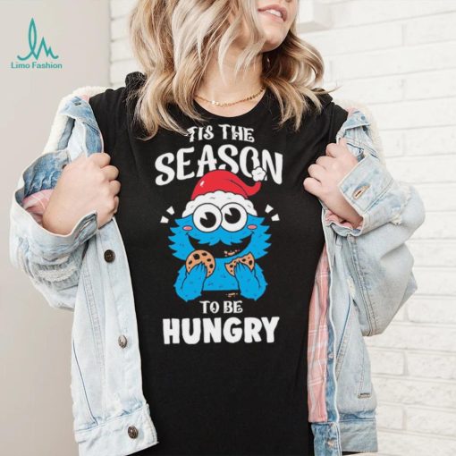 Official cookie monster hat santa tis the season to be hungry christmas shirt