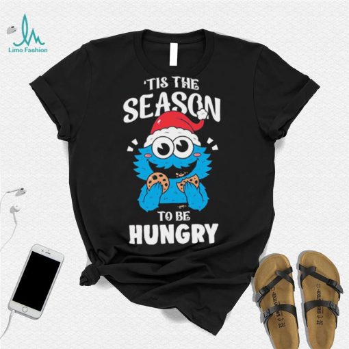 Official cookie monster hat santa tis the season to be hungry christmas shirt