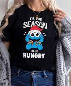 Official cookie monster hat santa tis the season to be hungry christmas shirt