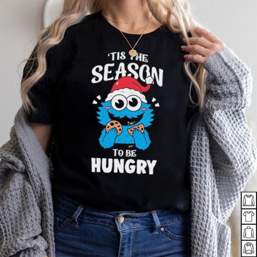 Official cookie monster hat santa tis the season to be hungry christmas shirt