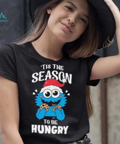 Official cookie monster hat santa tis the season to be hungry christmas shirt