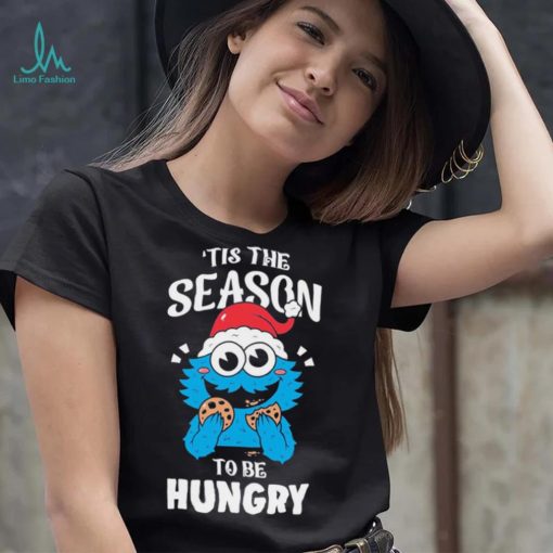 Official cookie monster hat santa tis the season to be hungry christmas shirt