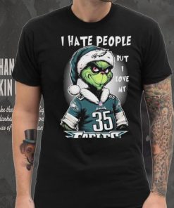 Official official I Hate People But I Love My Philadelphia Eagles Santa Grinch Christmas Shirt