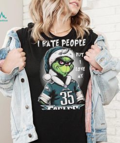 Official official I Hate People But I Love My Philadelphia Eagles Santa Grinch Christmas Shirt