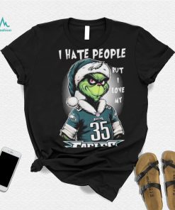 Official official I Hate People But I Love My Philadelphia Eagles Santa Grinch Christmas Shirt