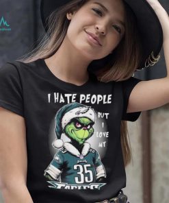 Official official I Hate People But I Love My Philadelphia Eagles Santa Grinch Christmas Shirt