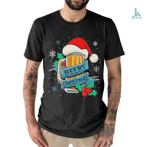 Official santa hat beery Christmas snowflakes gift shirt