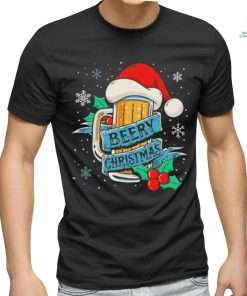 Official santa hat beery Christmas snowflakes gift shirt