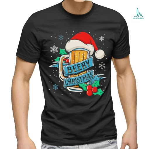 Official santa hat beery Christmas snowflakes gift shirt