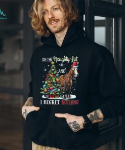 On The Naughty List I Regret Nothing Funny Horse Face Wearing Christmas Hat Christmas Horse Classic T Shirt