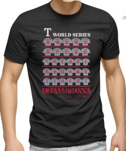 Original MLB Baseball Texas Rangers 2023 World Series Champions Jersey Roster Shirt