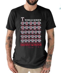 Original MLB Baseball Texas Rangers 2023 World Series Champions Jersey Roster Shirt