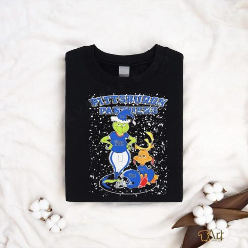 Original Santa Grinch And Dog Pittsburgh Panthers Herd Helmet Merry Christmas T shirt