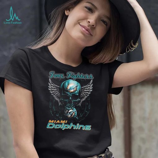 Original Skull Wings Fooz Fighters Miami Dolphins T Shirt