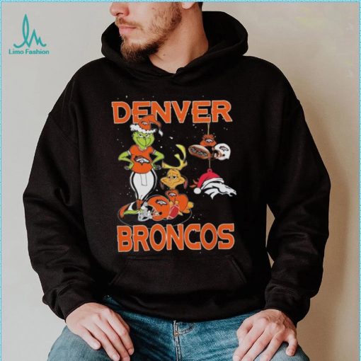 Original The Grinch And Dog Denver Broncos Ornament Christmas 2023 T Shirt